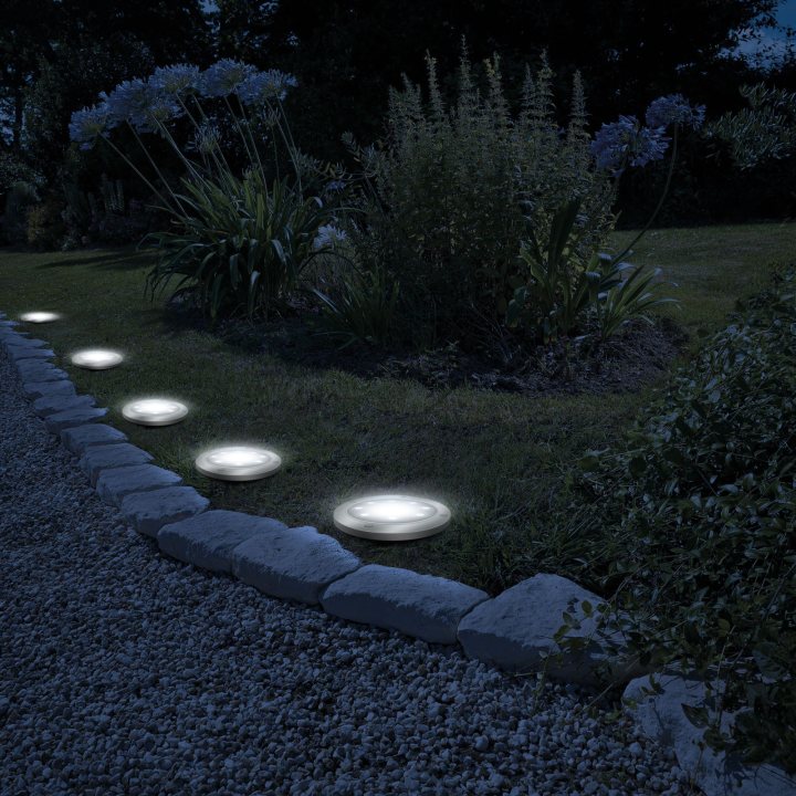 lampa solara led - circulara - alb cald - 12 cm