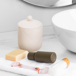 pahar baie cu capac - bej mat