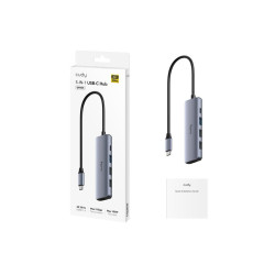 adaptor usb-c tata - hdmi mama, 4k30hz, pd 100w, 1x usb-a 3.0 5gbps, 2x usb-a 2.0 cudy uh405