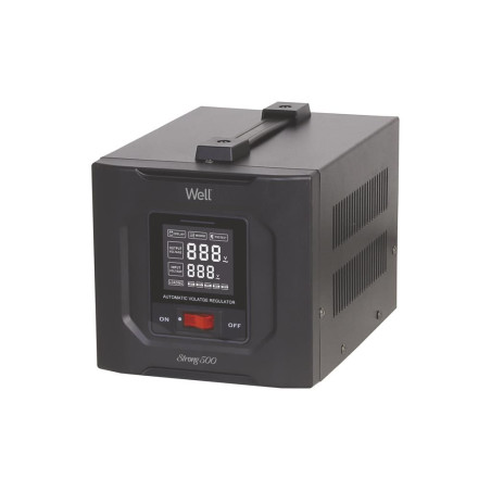 stabilizator automat de tensiune cu servo motor 500va/300w well strong, negru