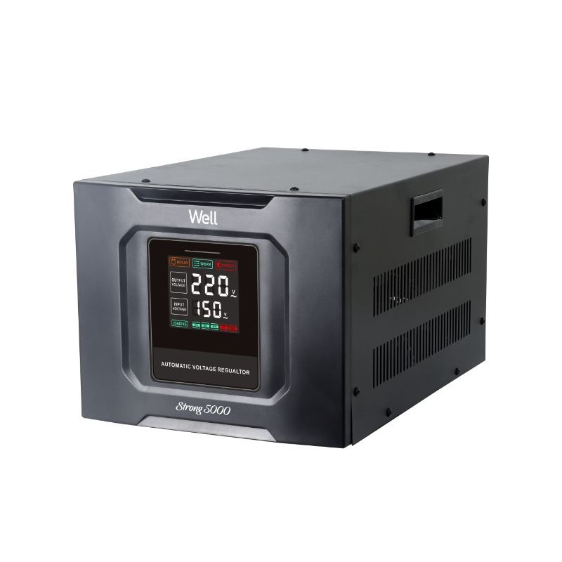 stabilizator automat de tensiune cu servo motor 5000va/3000w well strong, negru stabilizator automat de tensiune cu servo motor 5000va/3000w well strong, negru