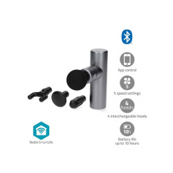 aparat de masaj pentru sportivi, 4 capete, 5 moduri de masaj, bluetooth, gri, nedis