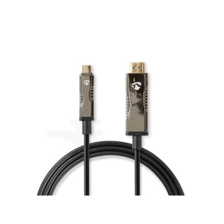 cablu usb-c - hdmi activ optic (aoc), 4k60hz, 20m, negru, nedis