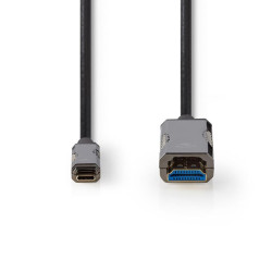 cablu usb-c - hdmi activ optic (aoc), 4k60hz, 20m, negru, nedis