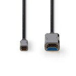cablu usb-c - hdmi activ optic (aoc), 4k60hz, 20m, negru, nedis