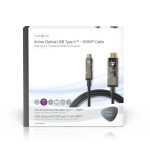 cablu usb-c - hdmi activ optic (aoc), 4k60hz, 20m, negru, nedis