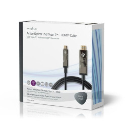 cablu usb-c - hdmi activ optic (aoc), 4k60hz, 20m, negru, nedis