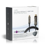 cablu usb-c - hdmi activ optic (aoc), 4k60hz, 20m, negru, nedis