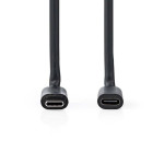 cablu usb-c tata - usb-c mama, 2m, 4k60hz, 60w, negru, nedis