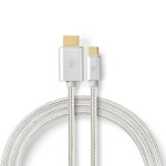 cablu usb-c tata - hdmi tata, 4k 60hz, 2m, aluminiu, nedis