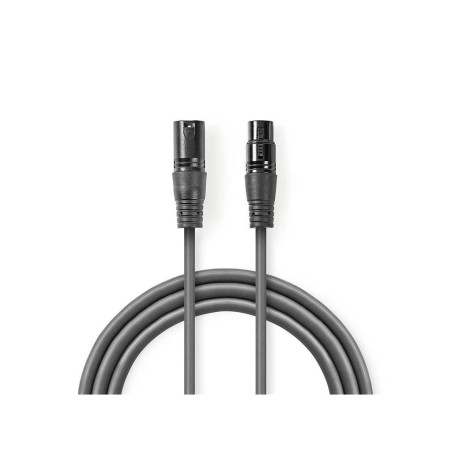 cablu audio xlr 3-pin mama - xlr 3-pin tata 15m gri nedis