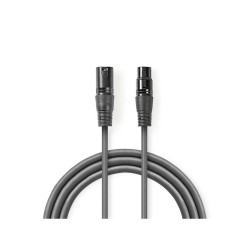 cablu audio xlr 3-pin mama - xlr 3-pin tata 15m gri nedis