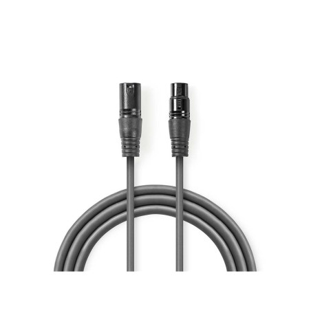 cablu audio xlr 3-pin mama - xlr 3-pin tata 15m gri nedis