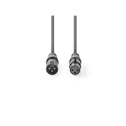 cablu audio xlr 3-pin mama - xlr 3-pin tata 15m gri nedis