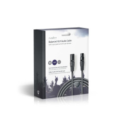 cablu audio xlr 3-pin mama - xlr 3-pin tata 15m gri nedis