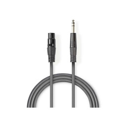 cablu audio stereo nedis xlr 3-pin mama - 6.35 mm tata 1.5m gri nedis