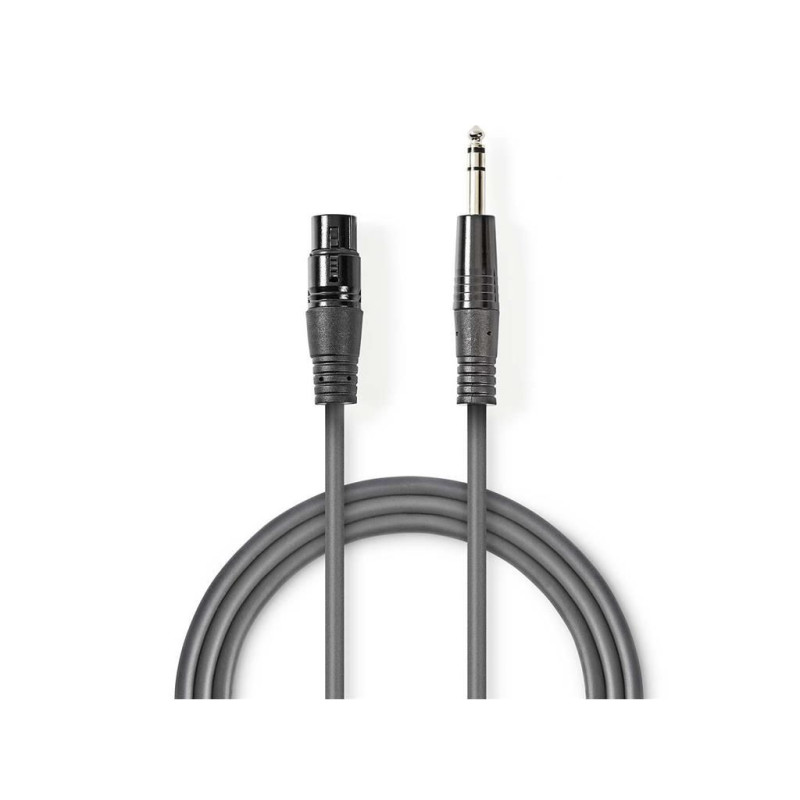cablu audio stereo nedis xlr 3-pin mama - 6.35 mm tata 1.5m gri nedis