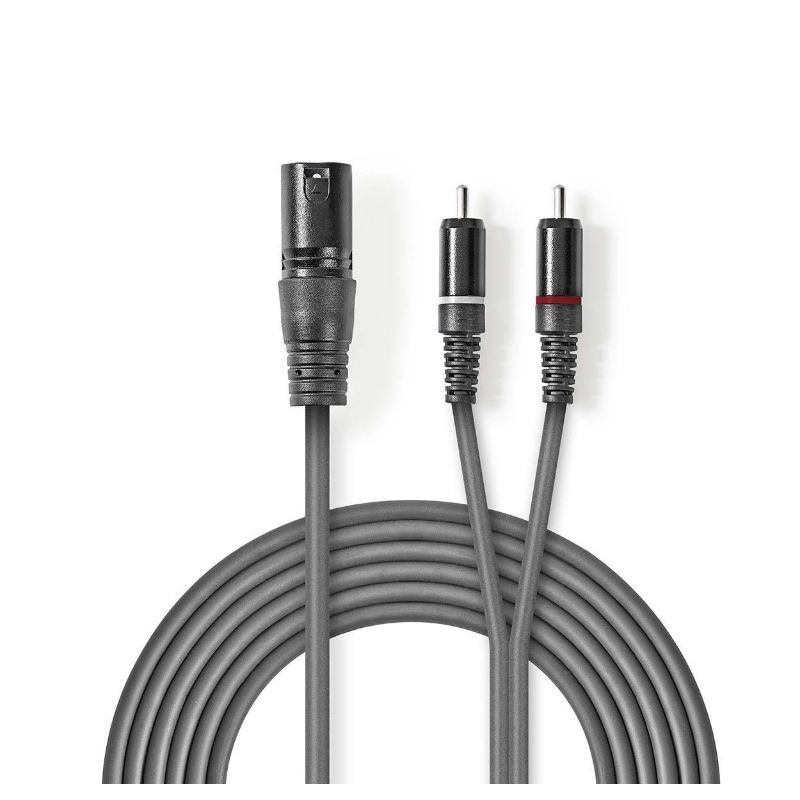 cablu xlr stereo nedis xlr 3-pin tata - 2x rca tata 1.5m gri nedis cablu xlr stereo nedis xlr 3-pin tata - 2x rca tata 1.5m gri nedis