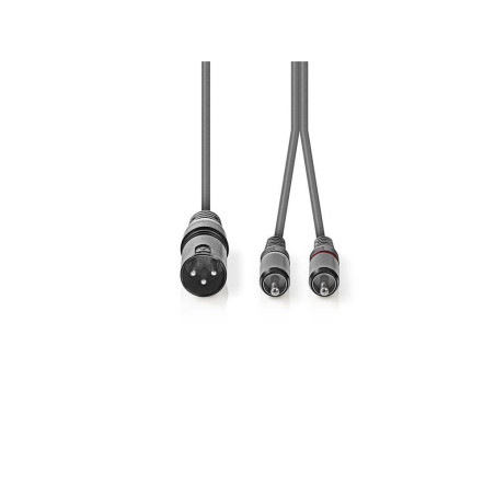 cablu xlr stereo nedis xlr 3-pin tata - 2x rca tata 1.5m gri nedis