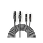 cablu audio xlr nedis 2x xlr 3-pini mama - 2x rca tata, 3m, gri cablu audio xlr nedis 2x xlr 3-pini mama - 2x rca tata, 3m, gri