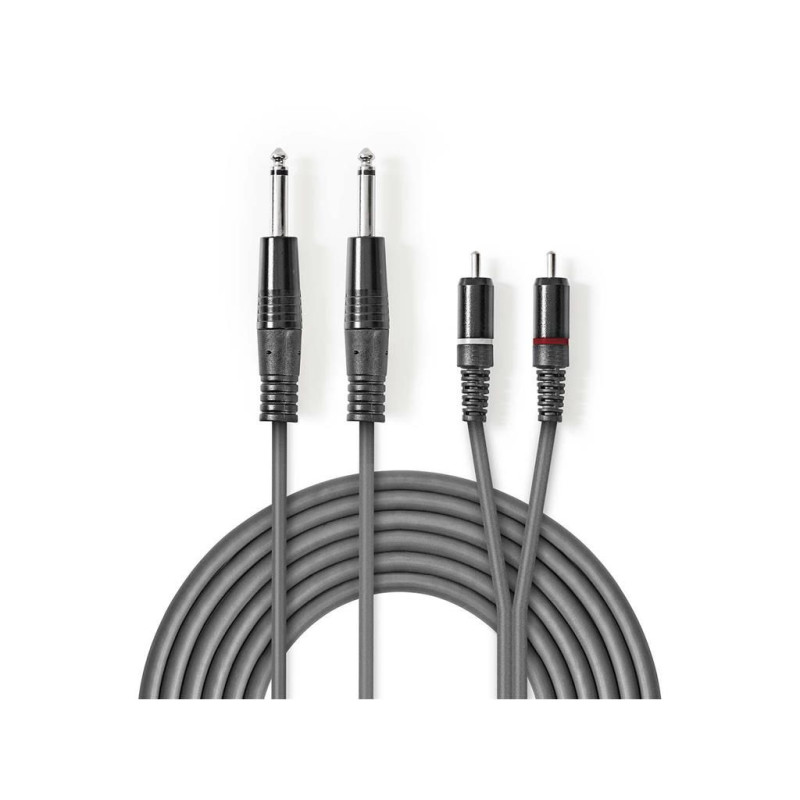 cablu audio stereo 2x 6.35 mm tata - 2x rca tata 1.5 m, gri, nedis cablu audio stereo 2x 6.35 mm tata - 2x rca tata 1.5 m, gri, nedis