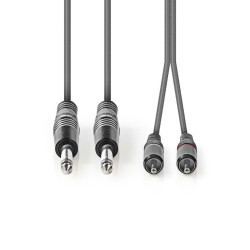 cablu audio stereo 2x 6.35 mm tata - 2x rca tata 1.5 m, gri, nedis