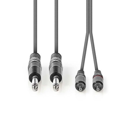 cablu audio stereo 2x 6.35 mm tata - 2x rca tata 1.5 m, gri, nedis