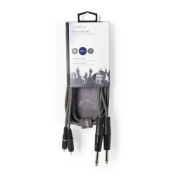 cablu audio stereo 2x 6.35 mm tata - 2x rca tata 1.5 m, gri, nedis