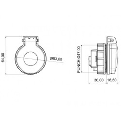 priza schuko cu montaj pe panou bemis by8-1402-2440 2p+e, 16a, 250v, ip44