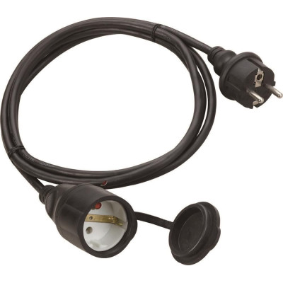 cablu prelungitor 20m 3x1.5mm, priza cu capac, negru, ip44, technik