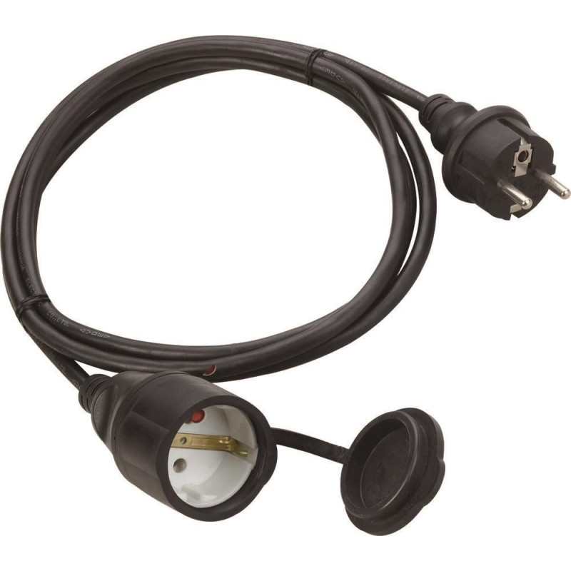 cablu prelungitor 20m 3x1.5mm, priza cu capac, negru, ip44, technik