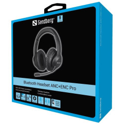 casti bluetooth sandberg 126-45 headset anc+enc pro, negru