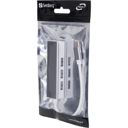 hub usb-c - 4x usb 3.0 sandberg 336-20 saver, aluminiu
