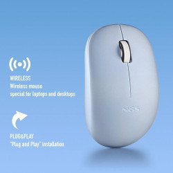 mouse wireless usb 1000dpi, silent click, albastru, ngs