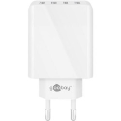 incarcator retea goobay, 4x usb-a, 30w, design slim, alb