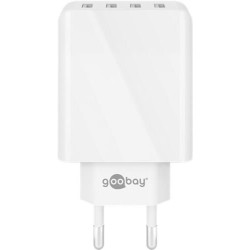 incarcator retea goobay, 4x usb-a, 30w, design slim, alb