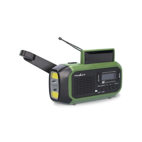 radio portabil de urgenta, dab+, fm, 5w, ecran 1,46", panou solar, negru/verde, nedis