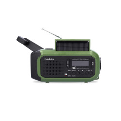 radio portabil de urgenta, dab+, fm, 5w, ecran 1,46", panou solar, negru/verde, nedis
