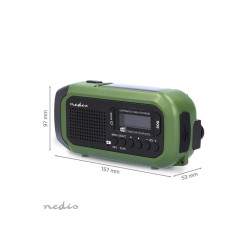 radio portabil de urgenta, dab+, fm, 5w, ecran 1,46", panou solar, negru/verde, nedis