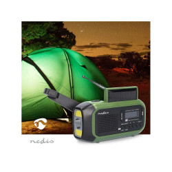 radio portabil de urgenta, dab+, fm, 5w, ecran 1,46", panou solar, negru/verde, nedis