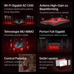router wireless mercusys mr30g, ac1200 dual band gigabit