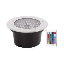 spot pardoseala led rgb 18w ip65, cu telecoamanda, novelite
