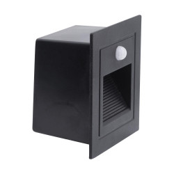 spot incastrat treapta cu senzor led 3w 3000k ip54, negru, erste