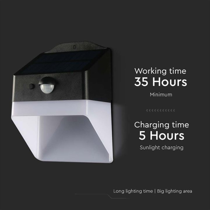lampa exterioara 2w 4000k incarcare solara - alb/negru
