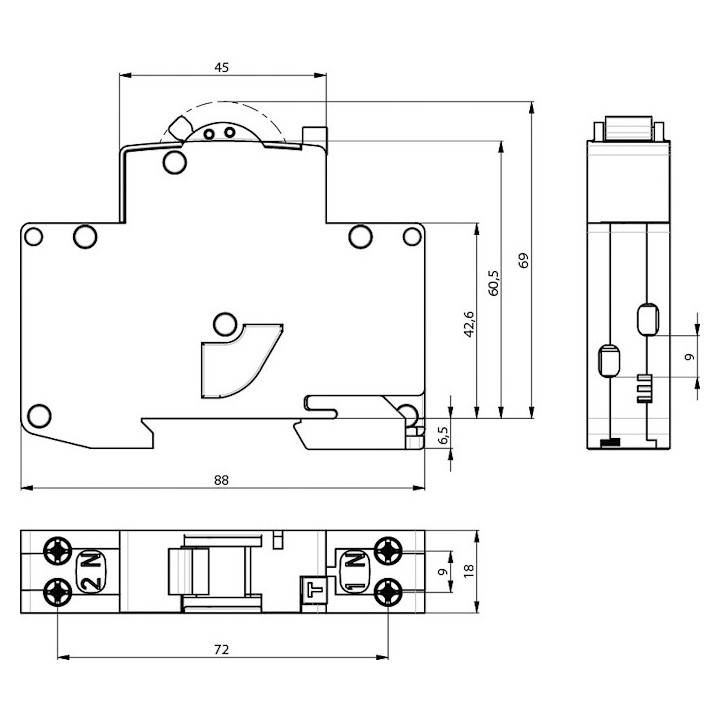 diferential rcbo kzs-1m 1p+n a b10/0.01 6ka 002175412