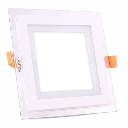 corp iluminat led patrat incorporabil 12w 6400k alb rece, sticla
