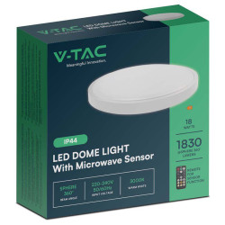 plafoniera led 18w ip44 cu senzor 6500k alb rece - alb