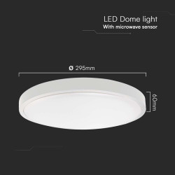 plafoniera led 18w ip44 cu senzor 6500k alb rece - alb