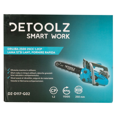 drujba detoolz 2500, 1.2cp, cu lama 12' si lant, pornire rapida