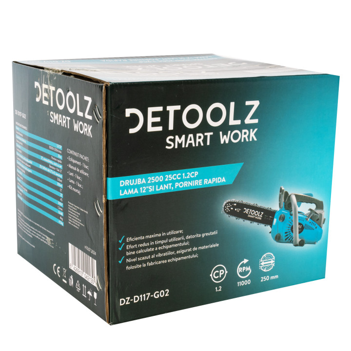 drujba detoolz 2500, 1.2cp, cu lama 12' si lant, pornire rapida
